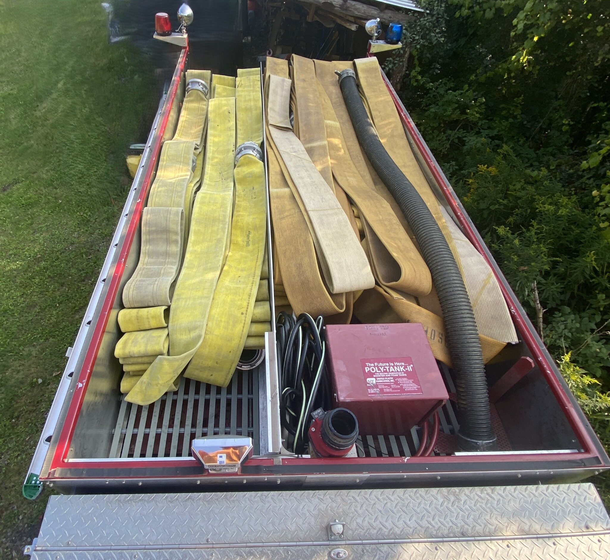 Fire hoses and equipment stored on Engine 29-1